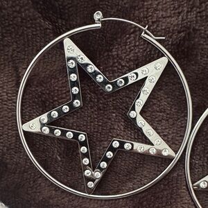 Silver Star Hoop Earrings